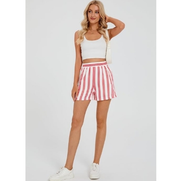 Plaid Pajama Lounge Sleep Striped Bottom Short Red Nwt - Picture 3 of 6